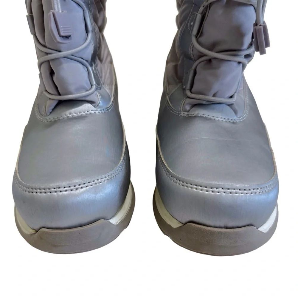 Lands End Faux Fur Quilted Snow Boots in Gray/Silver Size 3